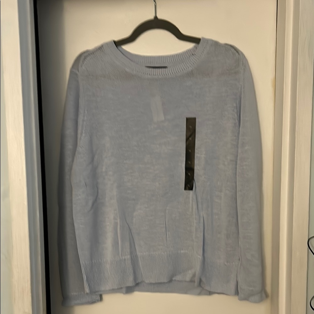 Banana Republic Factory Women's Pointelle Crew Blue Sweater XL NWT